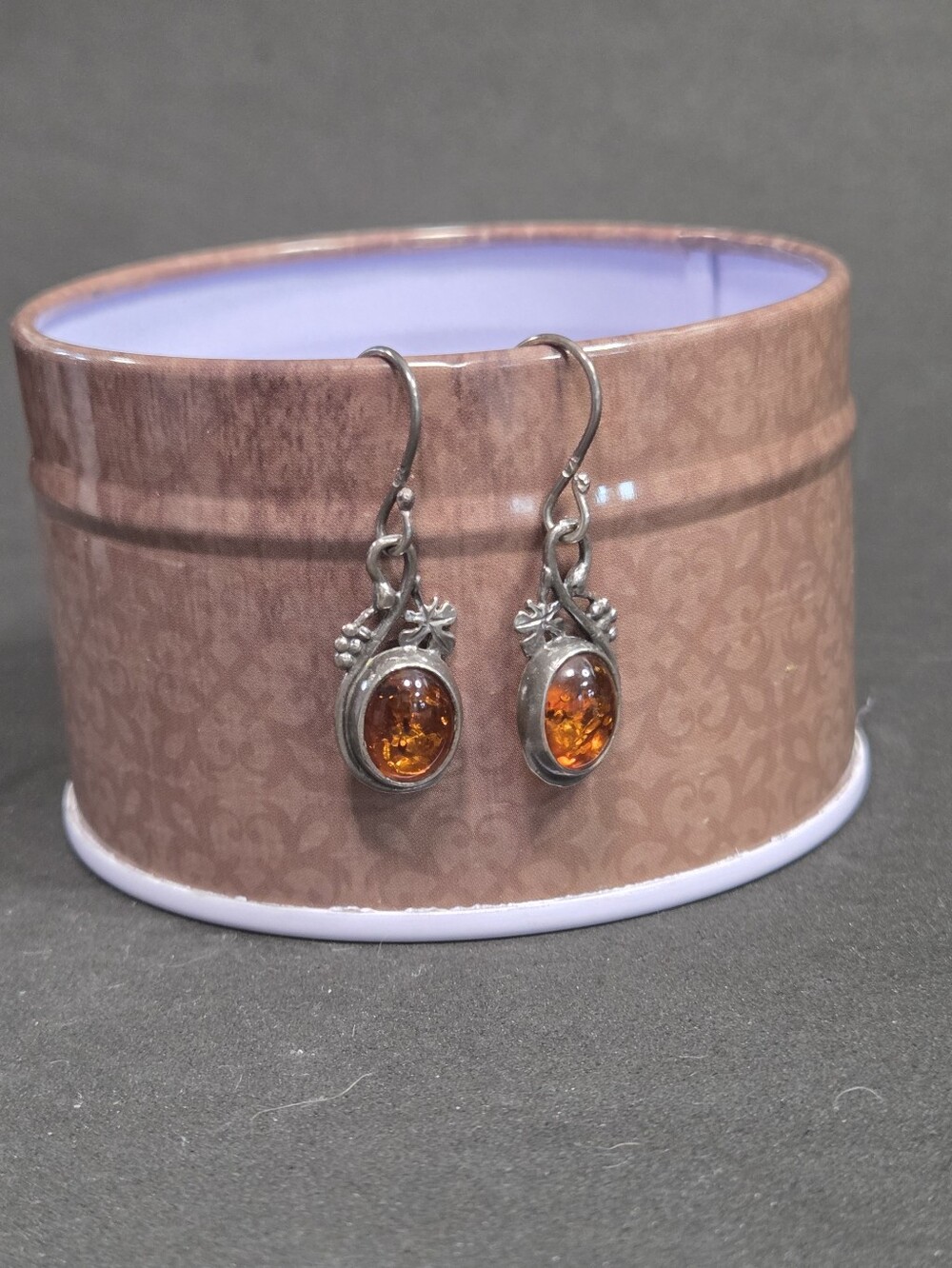 Amber And Silver Earrings Grapevine